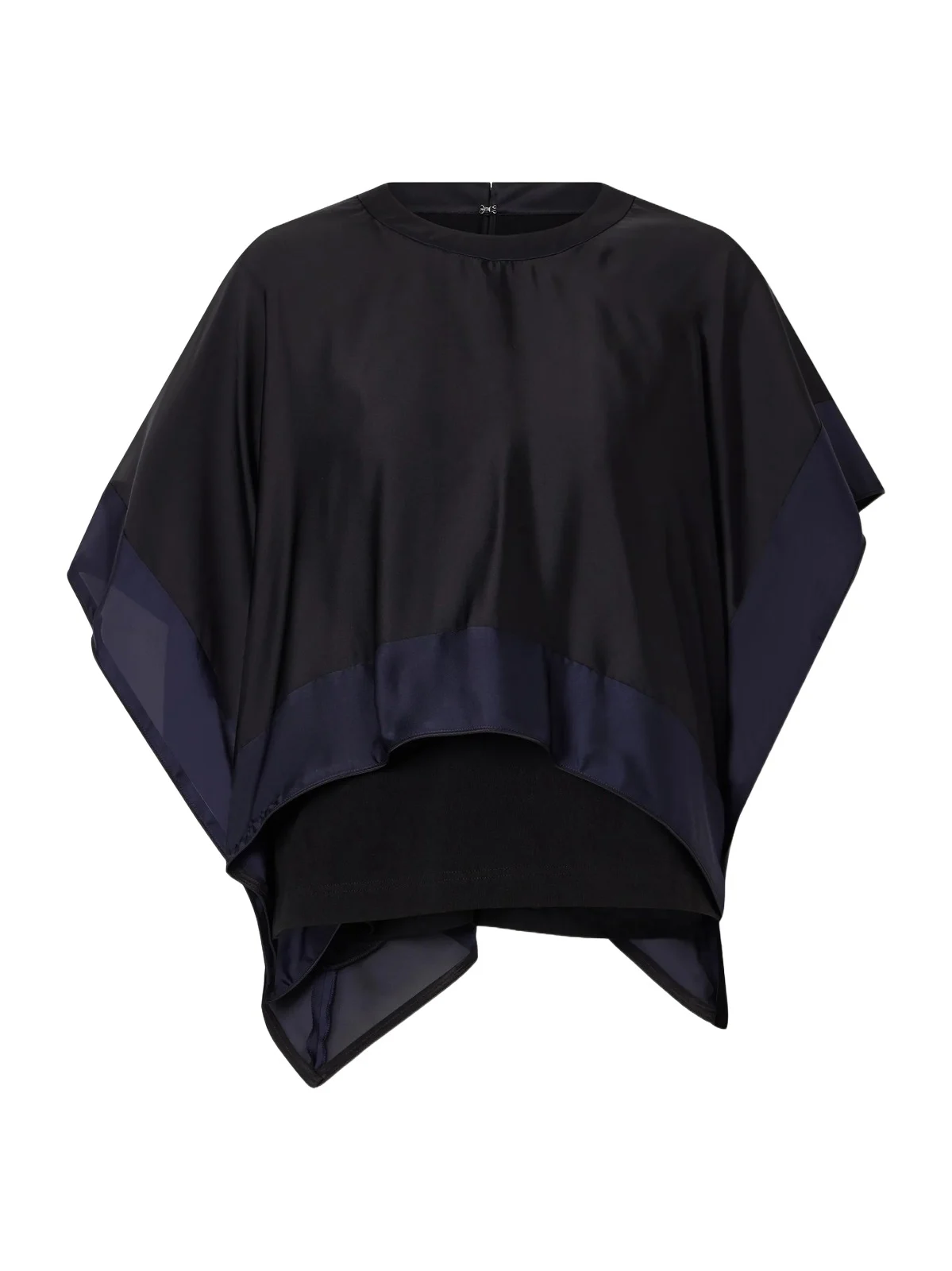 Layered Cotton-trimmed Satin Blouse