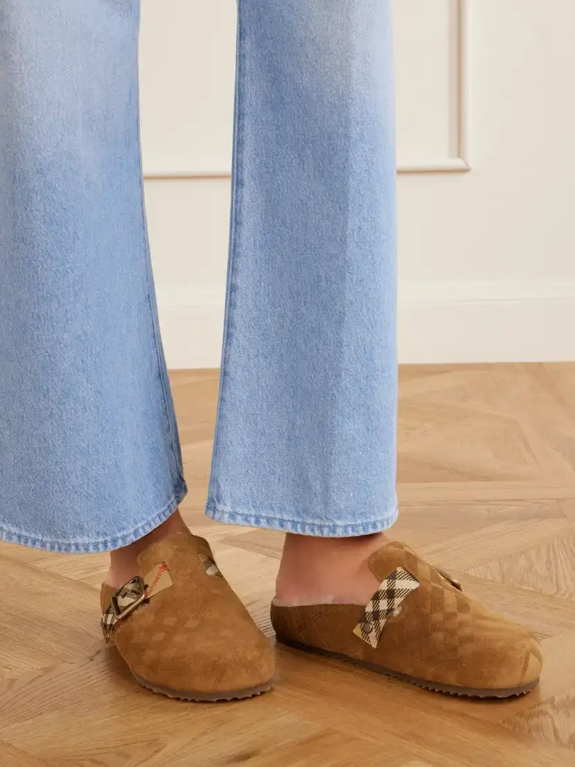 Burberry Urchin Check Shearling-trimmed Clogs | Thumbnail 2