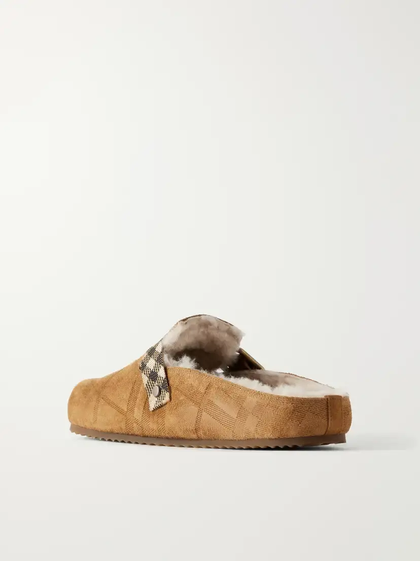 Burberry Urchin Check Shearling-trimmed Clogs | Thumbnail 3