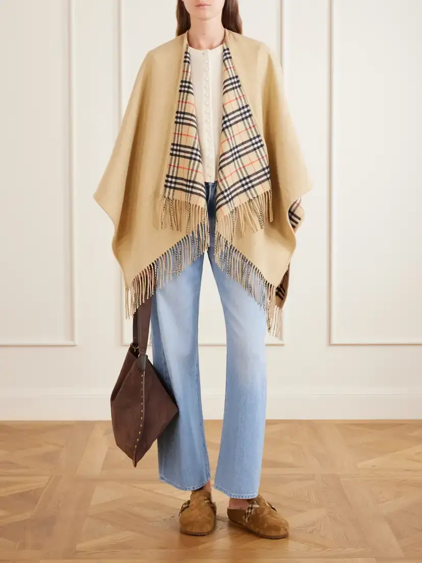 Burberry Urchin Check Shearling-trimmed Clogs | Thumbnail 4