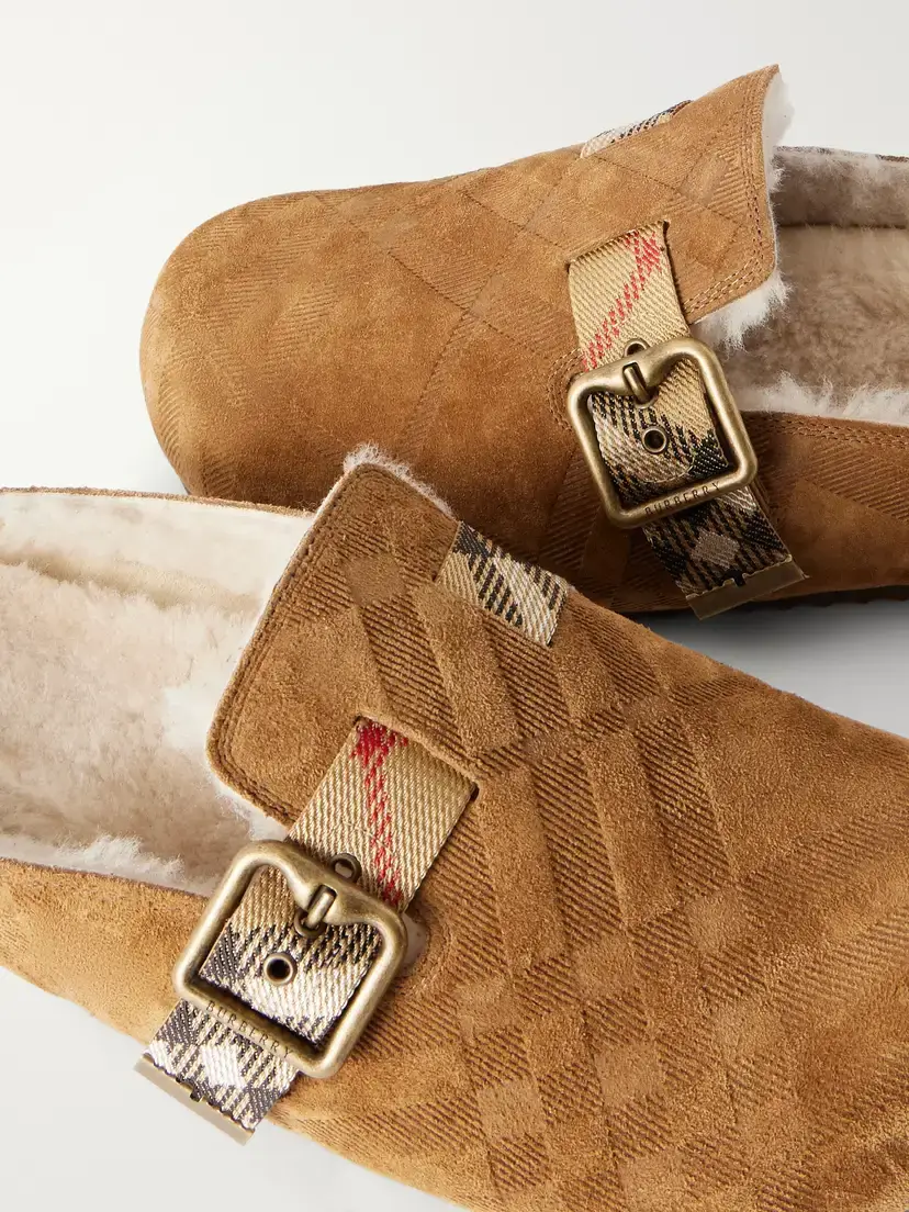 Burberry Urchin Check Shearling-trimmed Clogs | Thumbnail 5