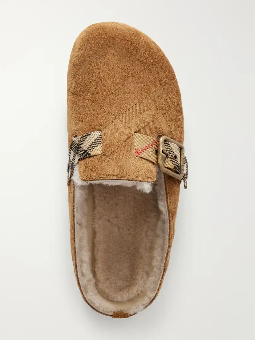Burberry Urchin Check Shearling-trimmed Clogs | Thumbnail 6