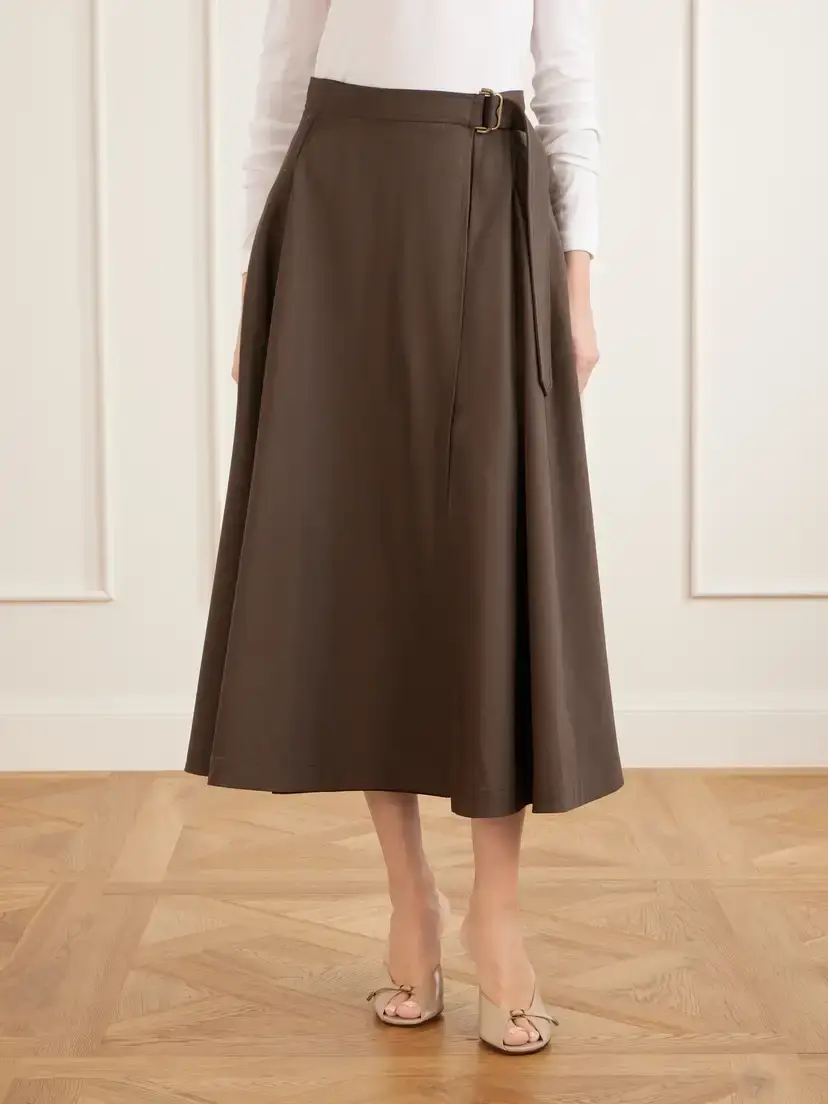Burberry Belted Wool Gabardine Midi Skirt | Thumbnail 3 Burberry Belted Wool Gabardine Midi Skirt | Thumbnail 3