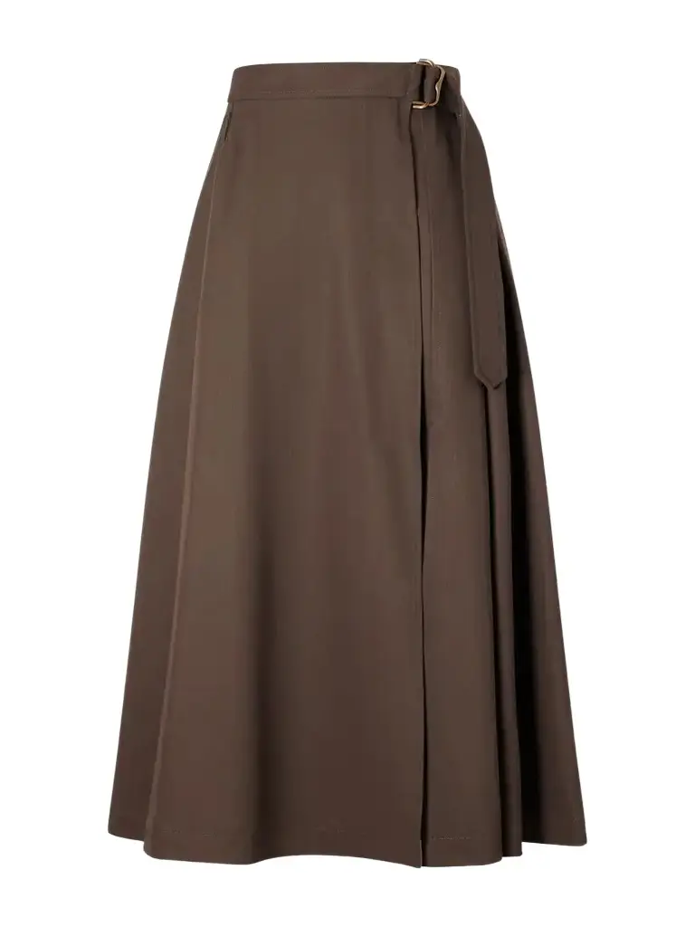 Burberry Belted Wool Gabardine Midi Skirt | Image 1 Burberry Belted Wool Gabardine Midi Skirt | Image 1