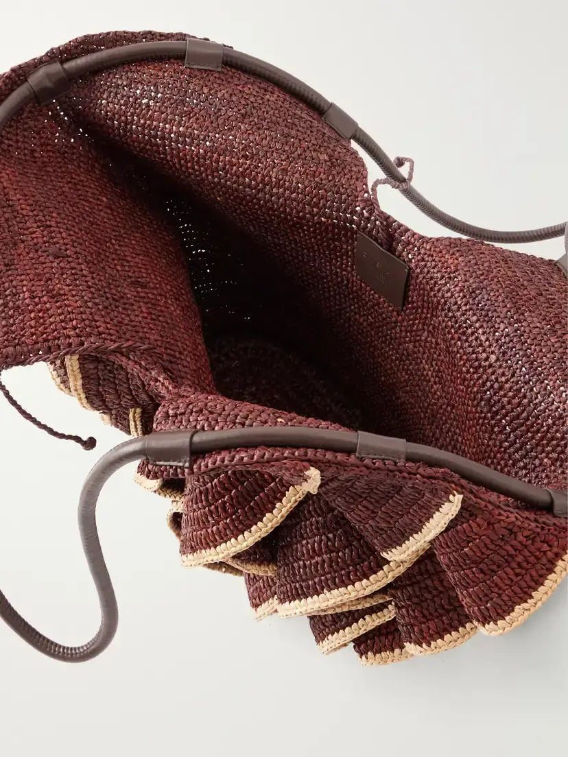 Zimmermann Goldentime Ruffled Leather-trimmed Raffia Medium Tote | Thumbnail 6 Zimmermann Goldentime Ruffled Leather-trimmed Raffia Medium Tote | Thumbnail 6