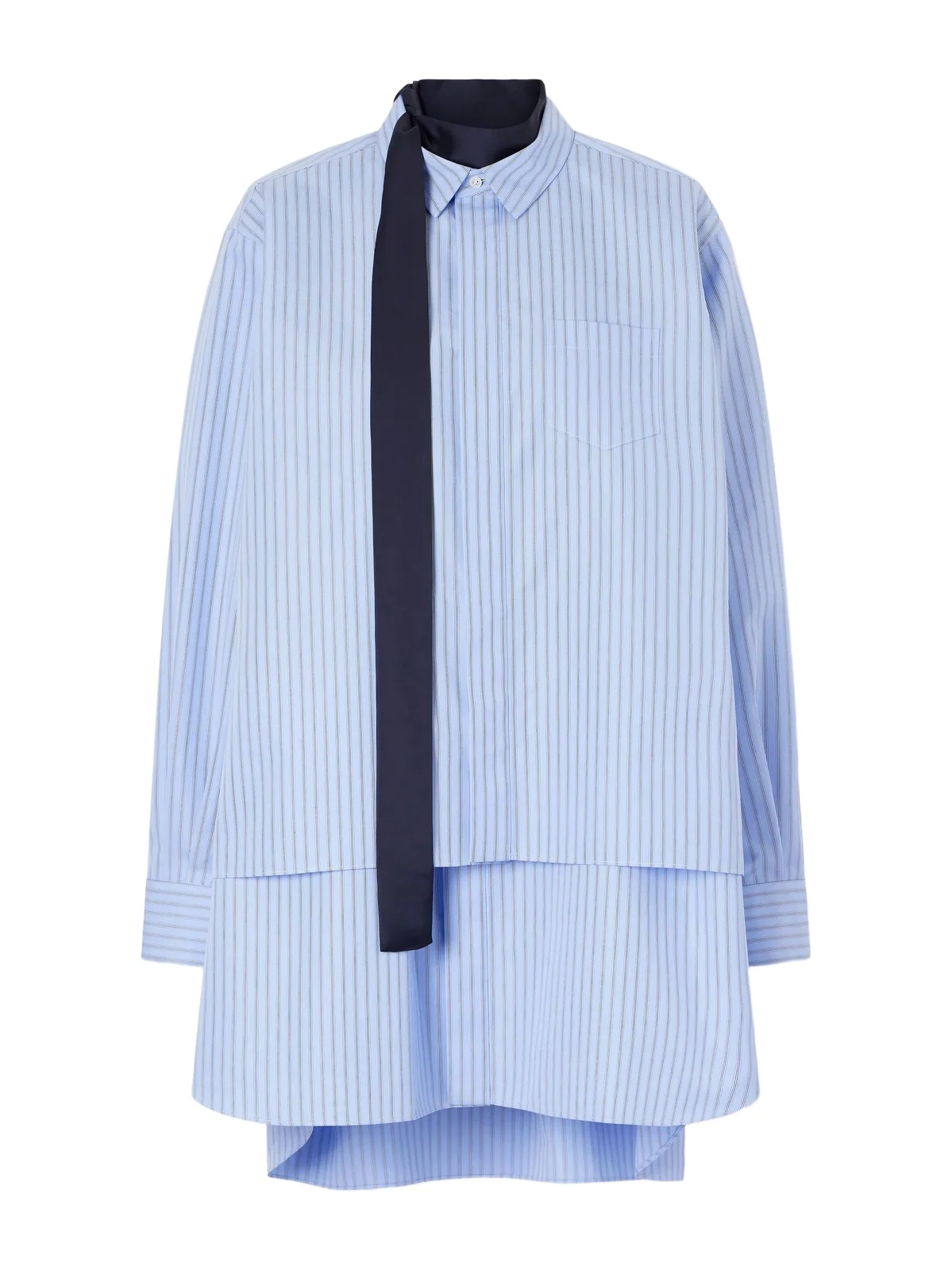 Scarf-detailed Striped Cotton-blend Poplin Mini Dress Scarf-detailed Striped Cotton-blend Poplin Mini Dress