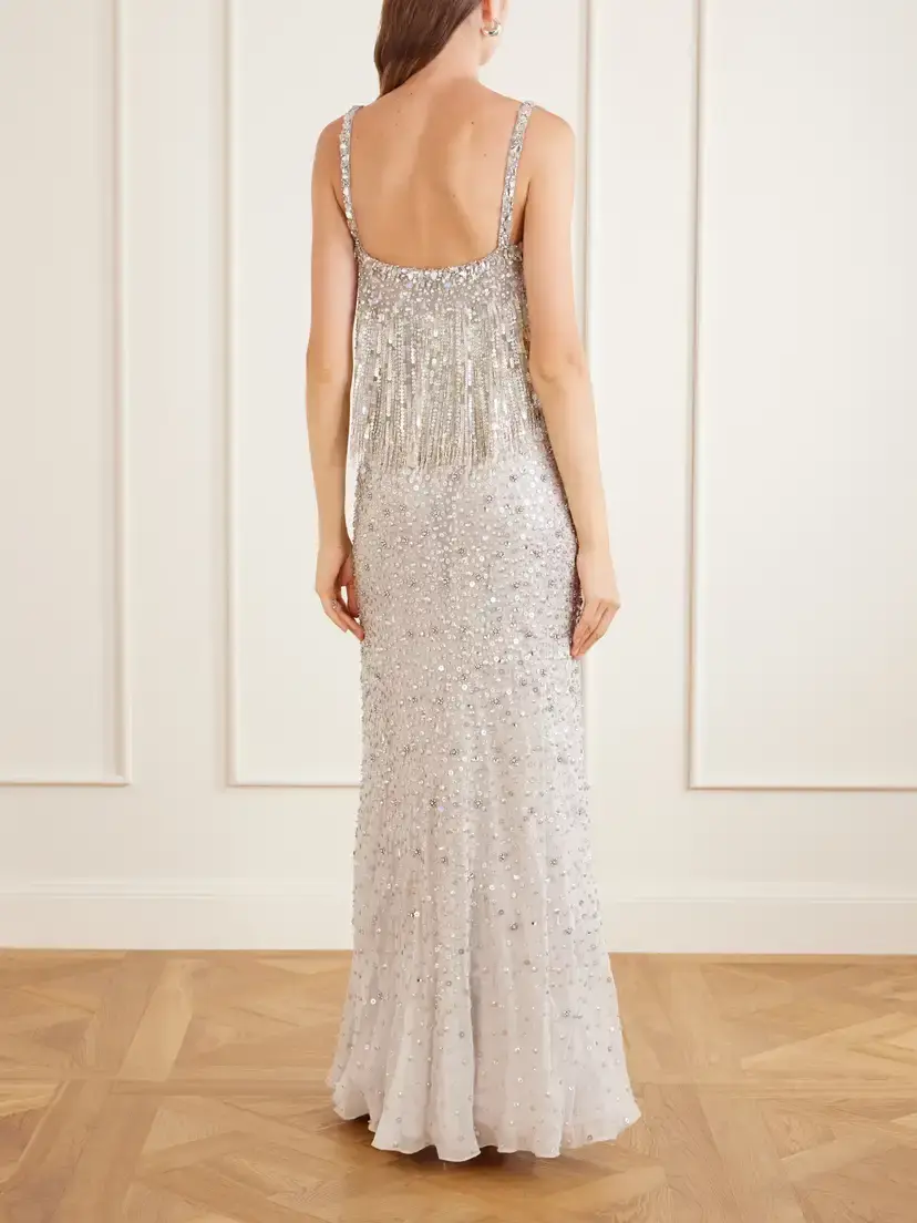 Jenny Packham Iris Embellished Cape-effect Georgette Gown | Thumbnail 3 Jenny Packham Iris Embellished Cape-effect Georgette Gown | Thumbnail 3