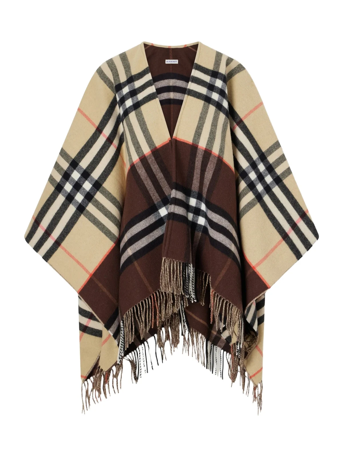 Fringed Checked Cashmere And Wool-blend Cape - Brown