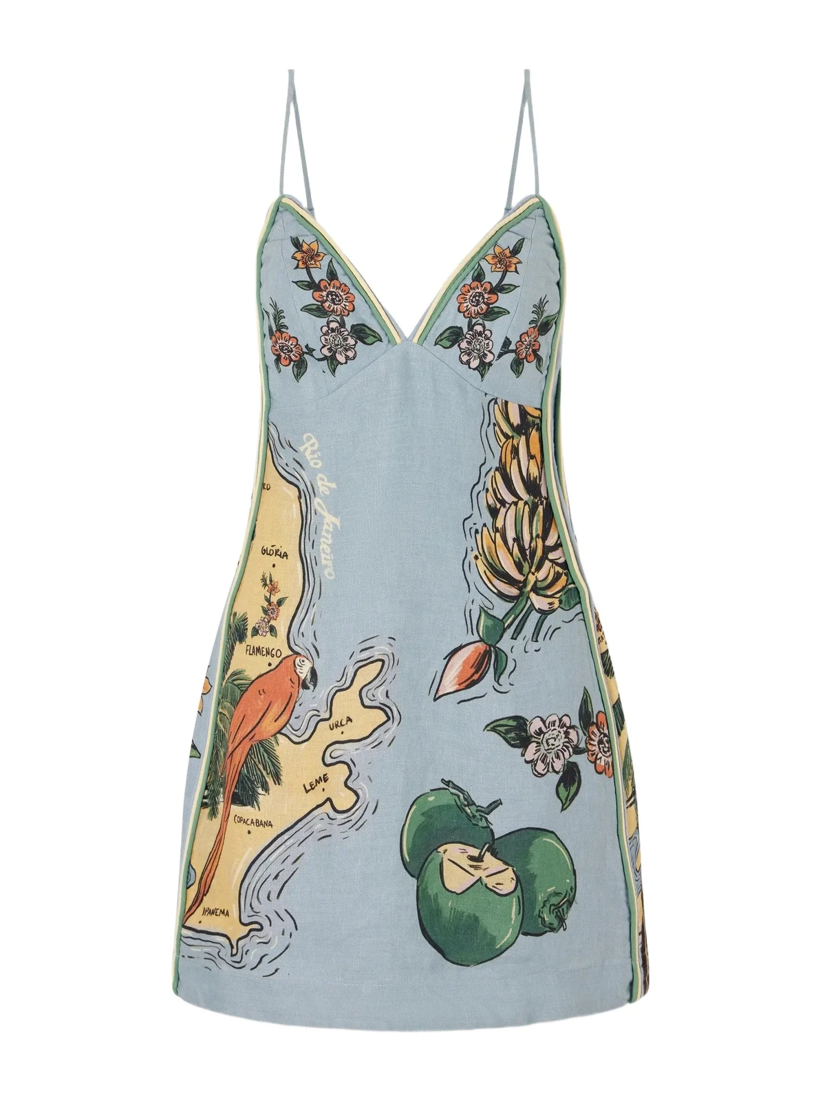 Beaches Path Printed Linen Mini Dress
