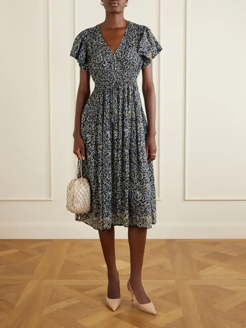 Ulla Johnson Lyria Gathered Printed Cotton-blend Midi Dress | Thumbnail 2