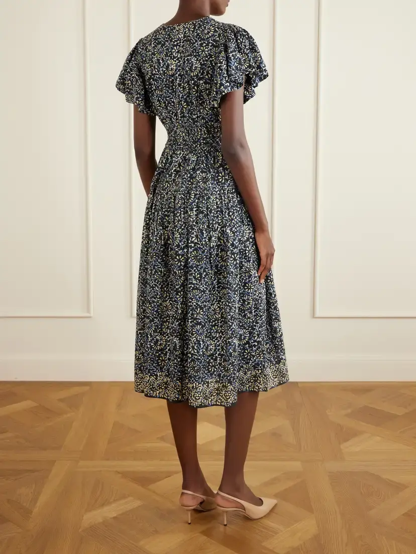 Ulla Johnson Lyria Gathered Printed Cotton-blend Midi Dress | Thumbnail 3