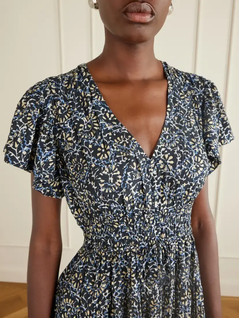 Ulla Johnson Lyria Gathered Printed Cotton-blend Midi Dress | Thumbnail 4