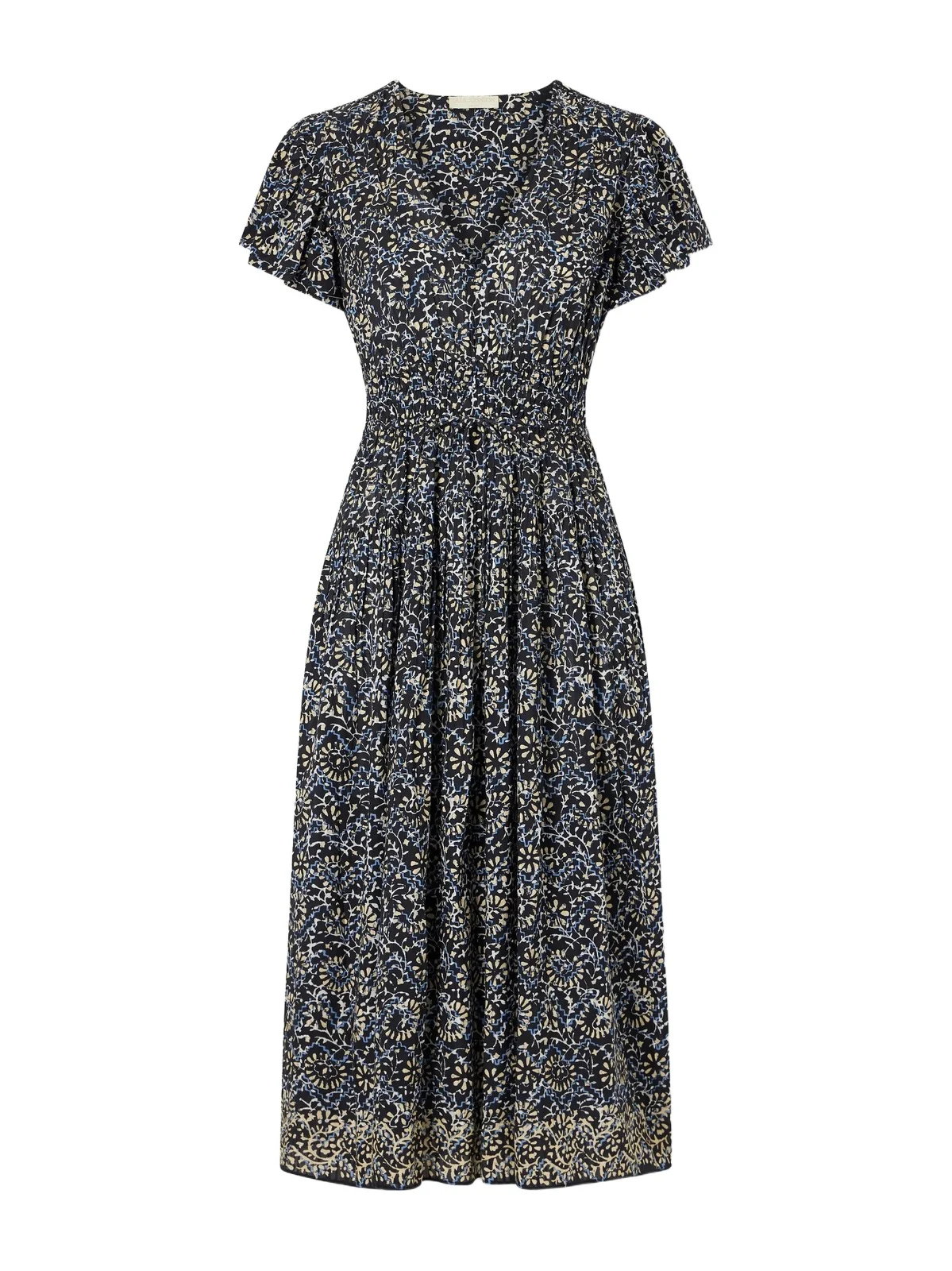 Lyria Gathered Printed Cotton-blend Midi Dress Lyria Gathered Printed Cotton-blend Midi Dress