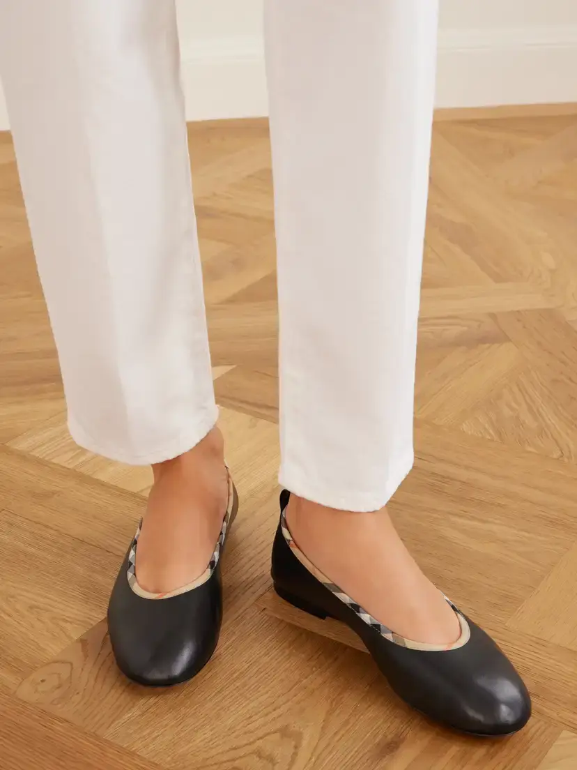 Burberry Robin Check Trim Leather Ballet Flats | Thumbnail 2 Burberry Robin Check Trim Leather Ballet Flats | Thumbnail 2
