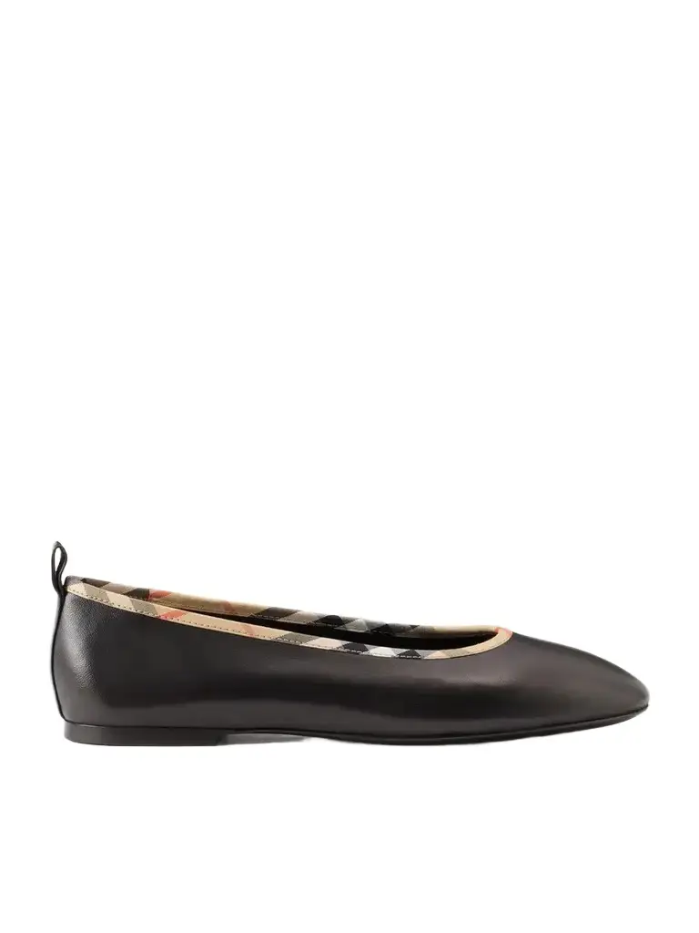 Burberry Check-trimmed Leather Ballet Flats | Image 1 Burberry Check-trimmed Leather Ballet Flats | Image 1