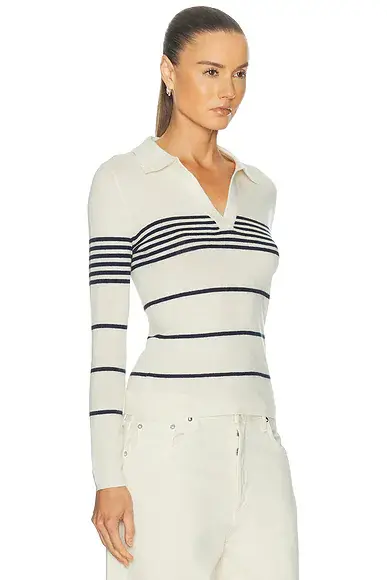 Nili Lotan Lucille Multi Stripe Polo Sweater | Thumbnail 2 Nili Lotan Lucille Multi Stripe Polo Sweater | Thumbnail 2