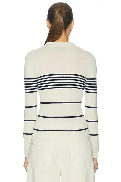 Nili Lotan Lucille Multi Stripe Polo Sweater | Thumbnail 3 Nili Lotan Lucille Multi Stripe Polo Sweater | Thumbnail 3
