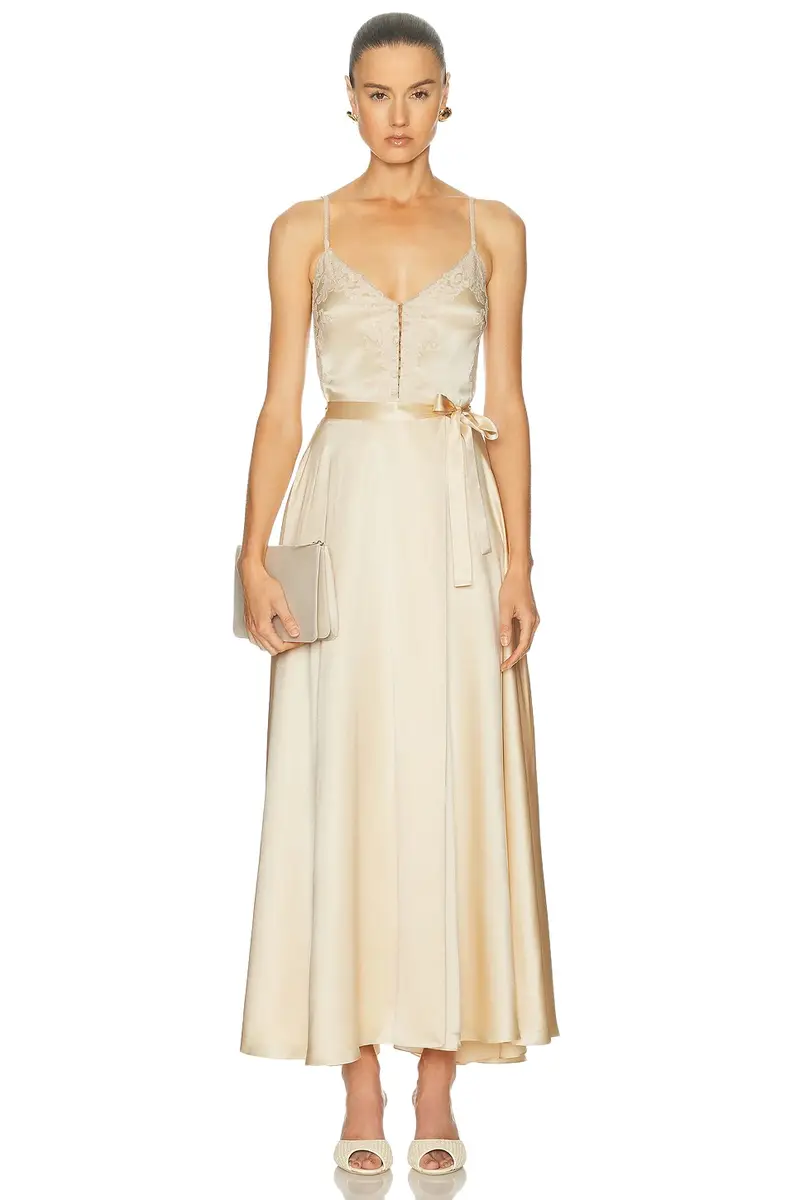 Lace Silk Midi Dress