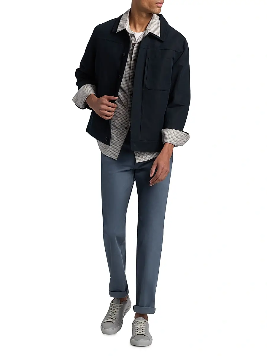Vince Men's Pleated Cotton-Linen Trucker Jacket | Thumbnail 2 Vince Men's Pleated Cotton-Linen Trucker Jacket | Thumbnail 2