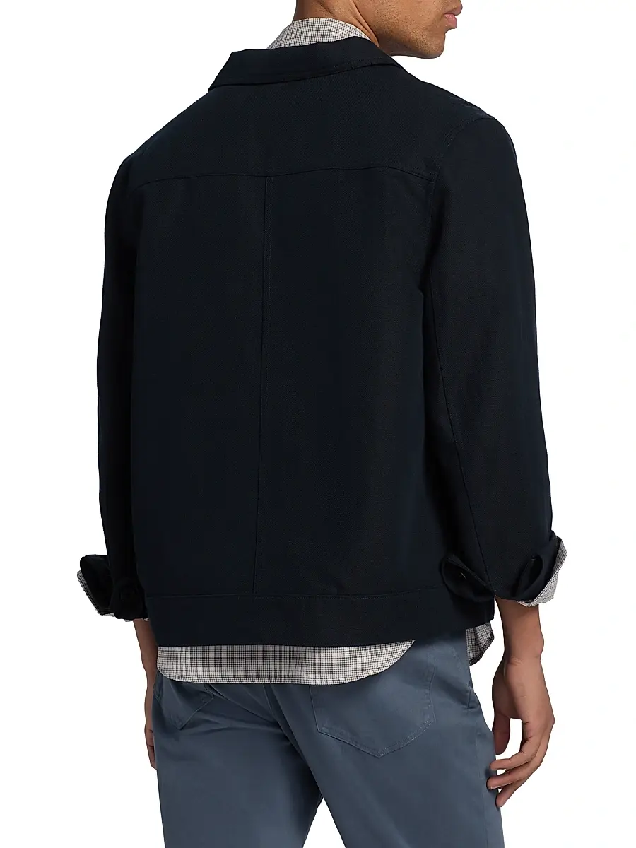 Vince Men's Pleated Cotton-Linen Trucker Jacket | Thumbnail 5 Vince Men's Pleated Cotton-Linen Trucker Jacket | Thumbnail 5