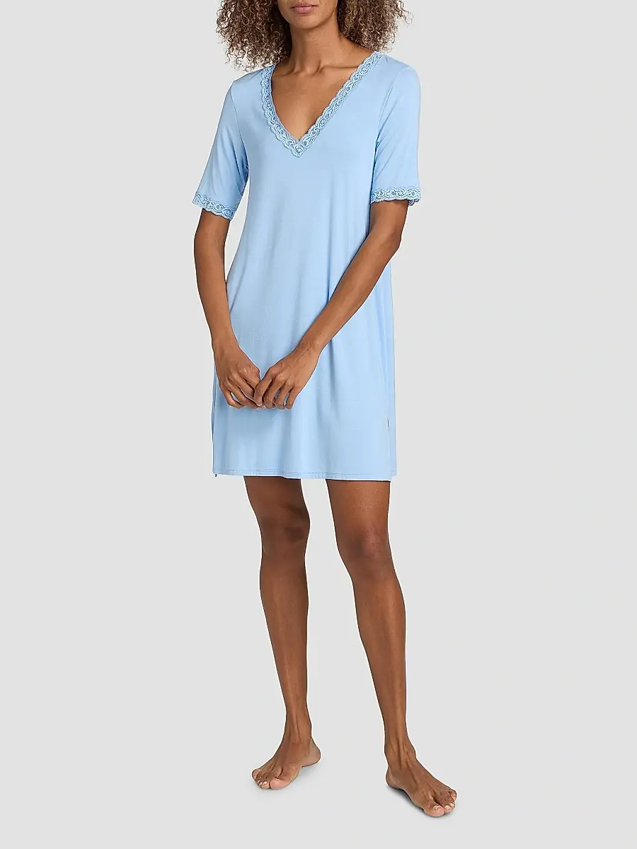 Natori Women's Feathers Essentials Lace-Trim A-line Minidress | Thumbnail 2 Natori Women's Feathers Essentials Lace-Trim A-line Minidress | Thumbnail 2