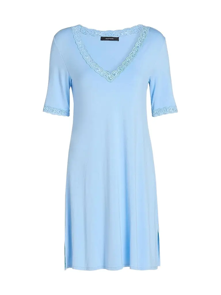 Natori Women's Feathers Essentials Lace-Trim A-line Minidress - Blue - Size XL | Image 1 Natori Women's Feathers Essentials Lace-Trim A-line Minidress - Blue - Size XL | Image 1