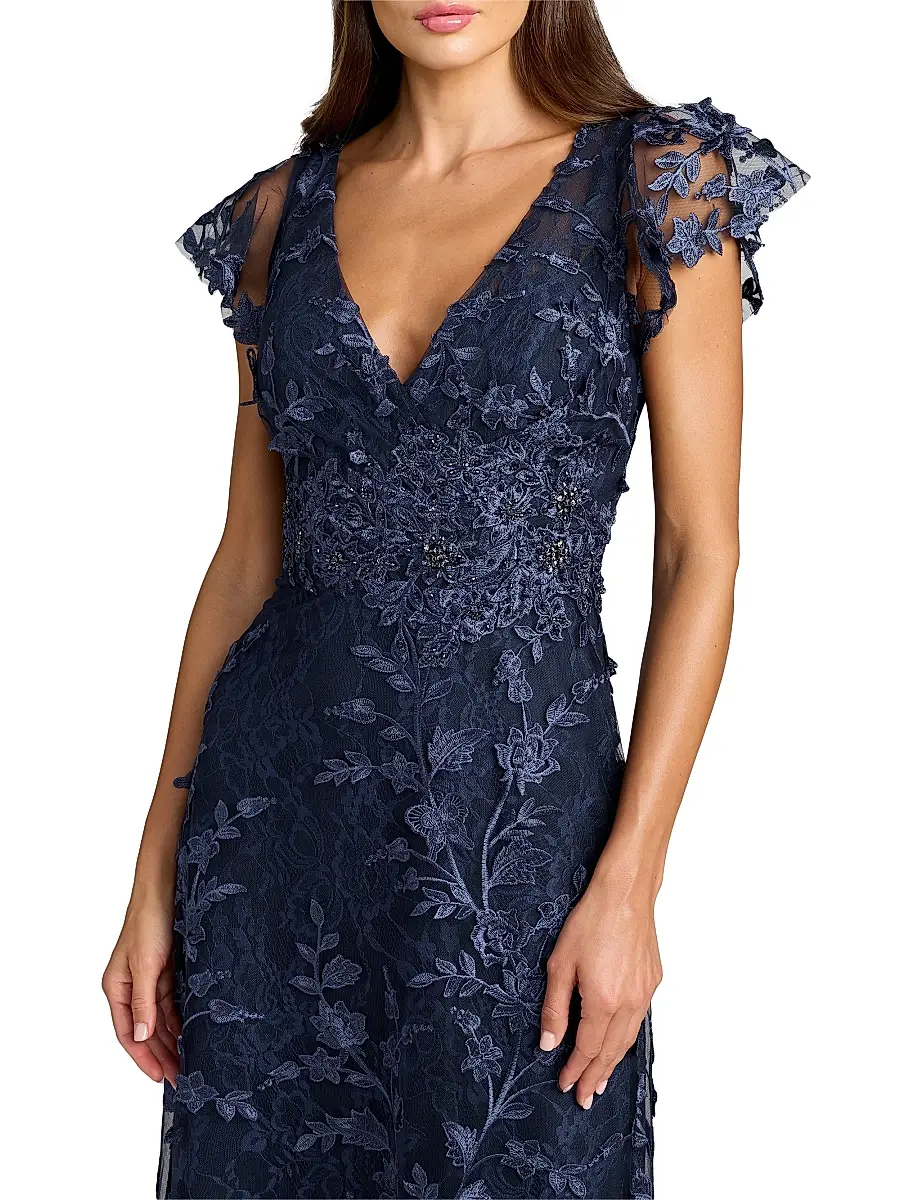 Mac Duggal Women's Floral Appliqué Tulle Gown | Thumbnail 3