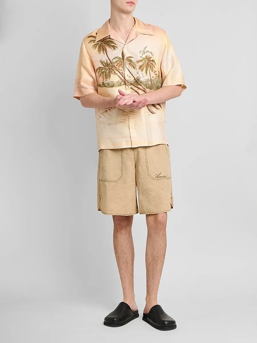 AMIRI Men's Palms Printed Silk Camp Shirt | Thumbnail 2 AMIRI Men's Palms Printed Silk Camp Shirt | Thumbnail 2