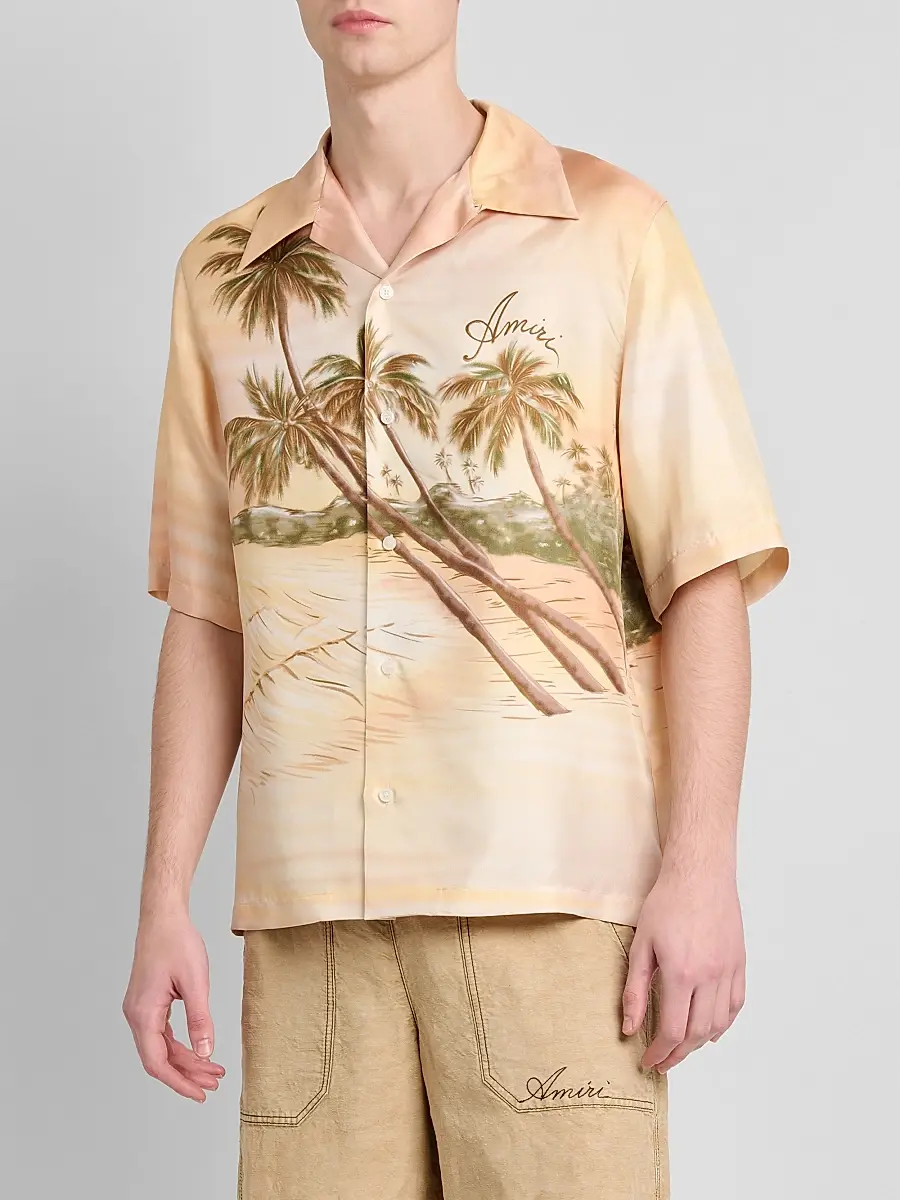 AMIRI Men's Palms Printed Silk Camp Shirt | Thumbnail 4 AMIRI Men's Palms Printed Silk Camp Shirt | Thumbnail 4