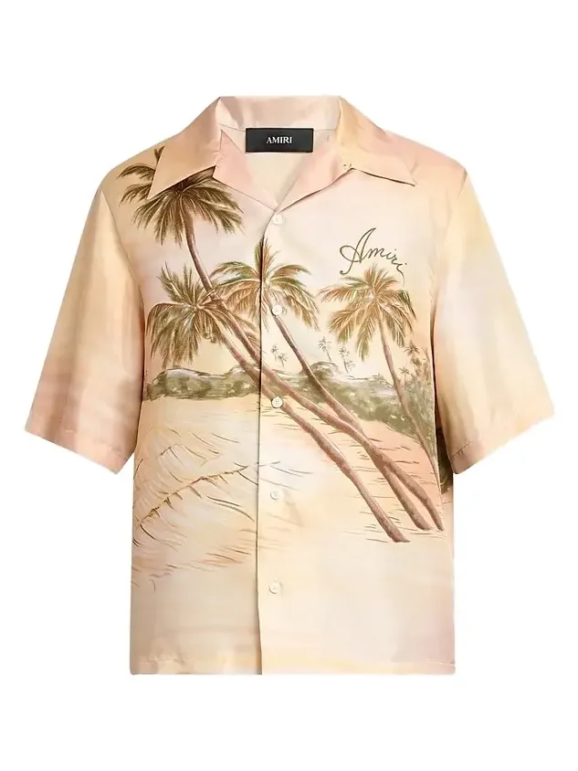 Men's Palms Printed Silk Camp Shirt Men's Palms Printed Silk Camp Shirt