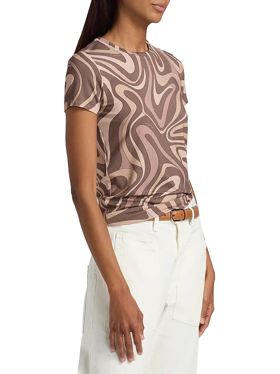 L'Agence Women's Ressi Sepia Swirl T-Shirt | Thumbnail 4 L'Agence Women's Ressi Sepia Swirl T-Shirt | Thumbnail 4