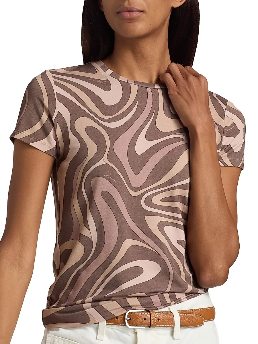L'Agence Women's Ressi Sepia Swirl T-Shirt | Thumbnail 6 L'Agence Women's Ressi Sepia Swirl T-Shirt | Thumbnail 6