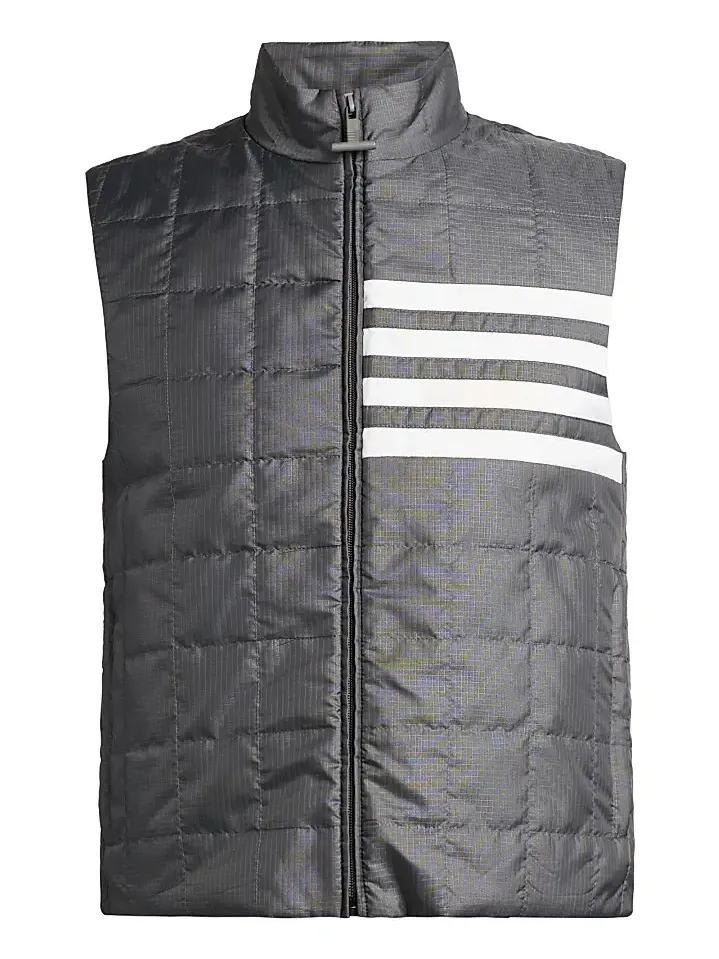Thom Browne Men's 4-Bar Shiny Ripstop Liner Vest