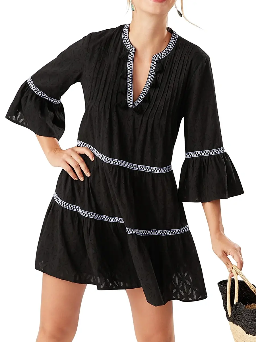 Tommy Bahama Women's Embroidered Tassel Cotton Tunic Dress | Thumbnail 2 Tommy Bahama Women's Embroidered Tassel Cotton Tunic Dress | Thumbnail 2