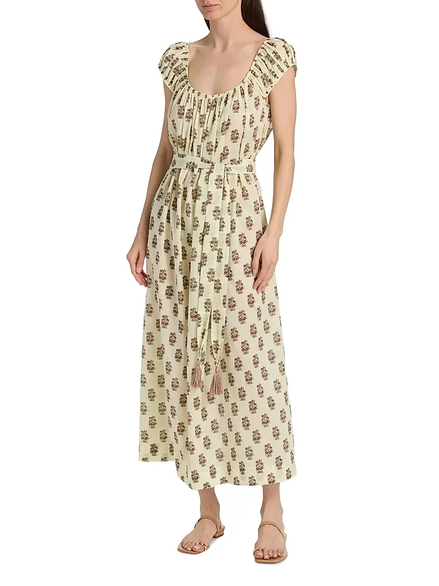 DÔEN Women's Meadowlark Floral Cotton Midi Dress | Thumbnail 3 DÔEN Women's Meadowlark Floral Cotton Midi Dress | Thumbnail 3