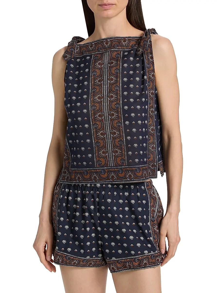DÔEN Women's Amalia Shell-Print Cotton Top | Thumbnail 3 DÔEN Women's Amalia Shell-Print Cotton Top | Thumbnail 3