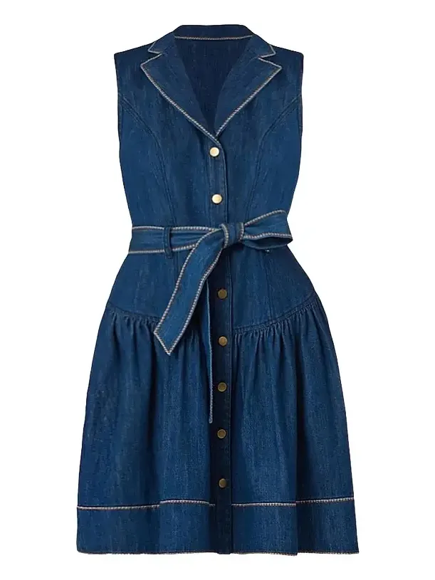 Women's Mae Denim Tie-Waist Mini Dress