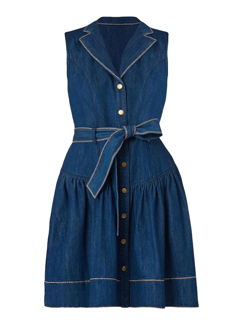 Shoshanna Women's Mae Denim Tie-Waist Mini Dress