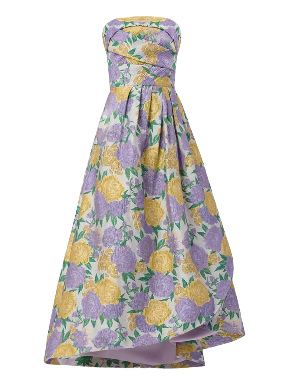 Shoshanna Women's Carlisle Pleated Floral Jacquard Strapless Maxi Dress