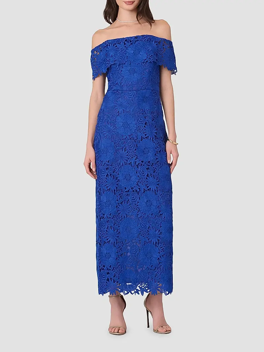 Shoshanna Women's Avril Floral Lace A-Line Midi Dress | Thumbnail 2 Shoshanna Women's Avril Floral Lace A-Line Midi Dress | Thumbnail 2