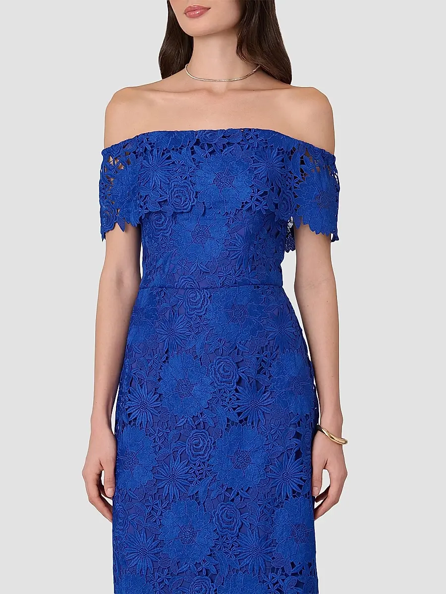 Shoshanna Women's Avril Floral Lace A-Line Midi Dress | Thumbnail 4 Shoshanna Women's Avril Floral Lace A-Line Midi Dress | Thumbnail 4
