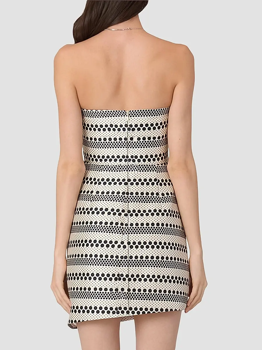 Shoshanna Women's Shelley Geometric-Pattern Bow Strapless Mini Dress | Thumbnail 3 Shoshanna Women's Shelley Geometric-Pattern Bow Strapless Mini Dress | Thumbnail 3