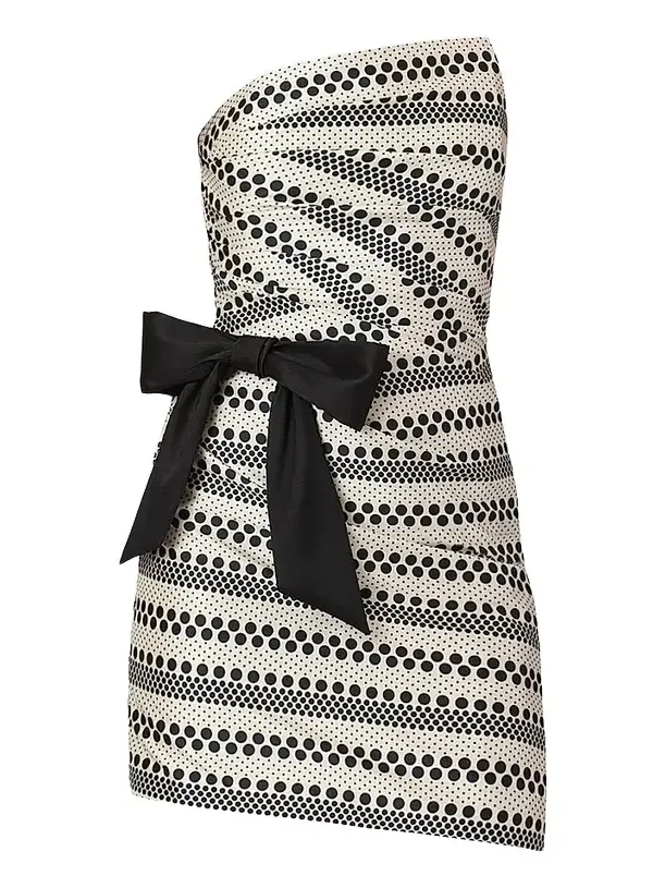 Women's Shelley Geometric-Pattern Bow Strapless Mini Dress