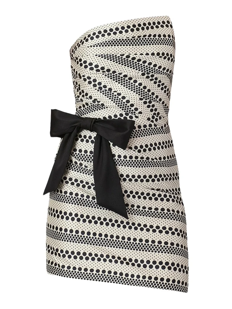 Women's Shelley Geometric-Pattern Bow Strapless Mini Dress Women's Shelley Geometric-Pattern Bow Strapless Mini Dress