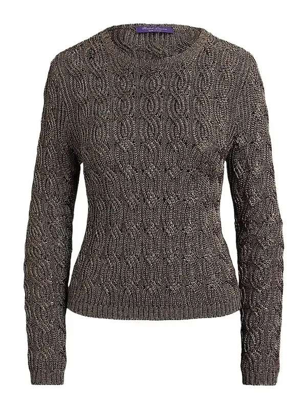 Women's Metallic Cable-Knit Crewneck Sweater