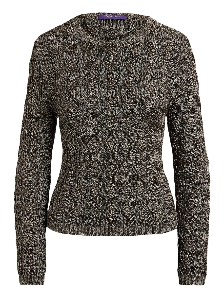 Women's Metallic Cable-Knit Crewneck Sweater Women's Metallic Cable-Knit Crewneck Sweater