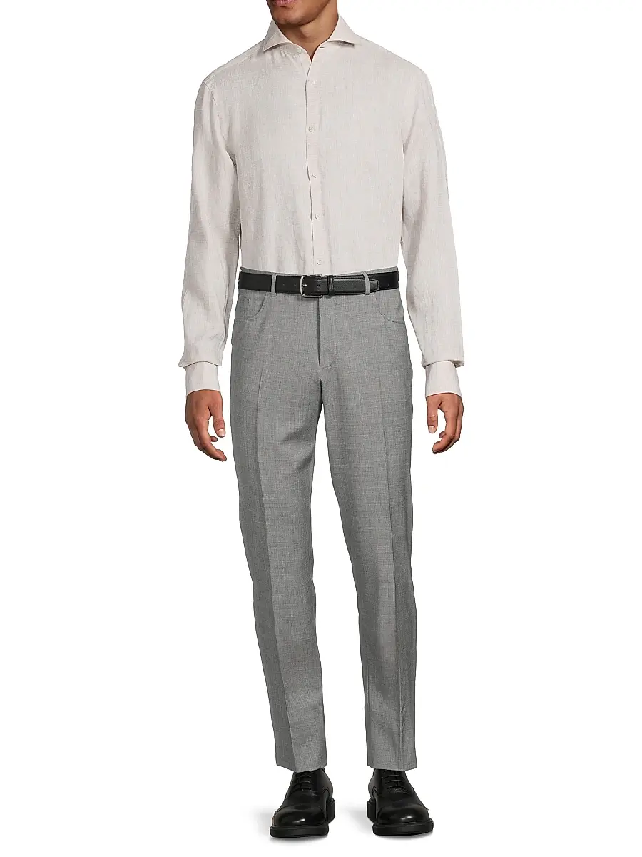 Canali Men's Linen Sport Shirt | Thumbnail 2 Canali Men's Linen Sport Shirt | Thumbnail 2