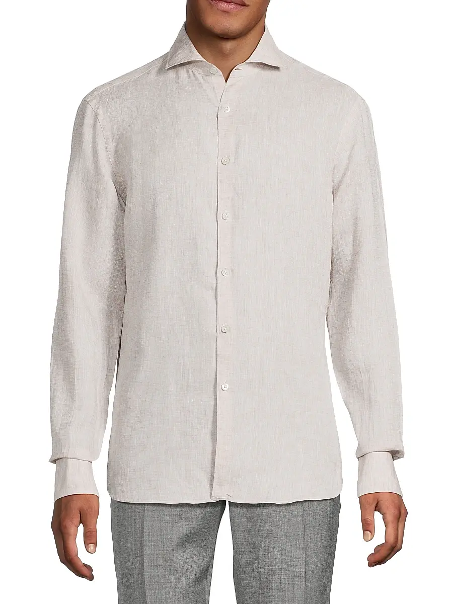 Canali Men's Linen Sport Shirt | Thumbnail 3 Canali Men's Linen Sport Shirt | Thumbnail 3