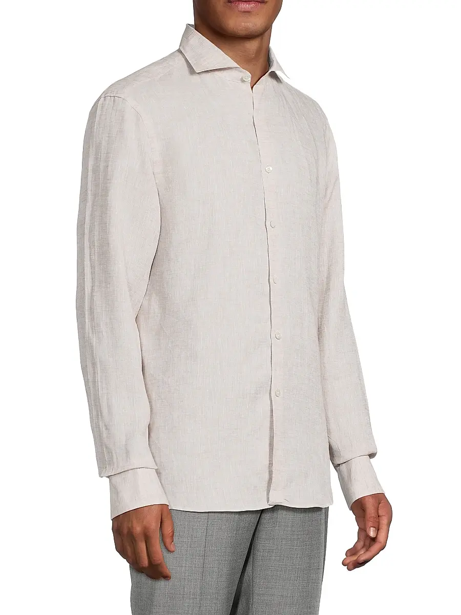 Canali Men's Linen Sport Shirt | Thumbnail 4 Canali Men's Linen Sport Shirt | Thumbnail 4