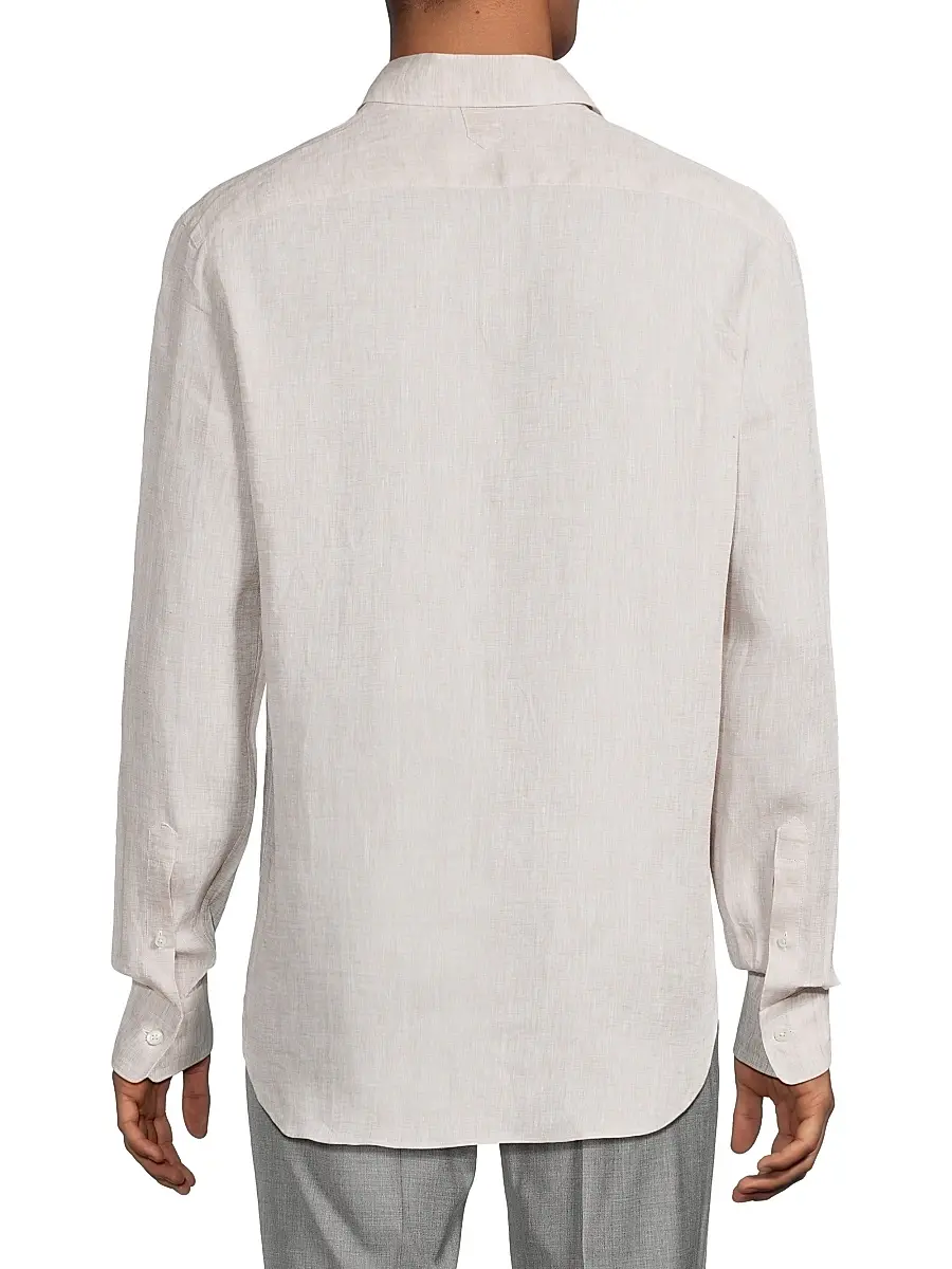 Canali Men's Linen Sport Shirt | Thumbnail 5 Canali Men's Linen Sport Shirt | Thumbnail 5